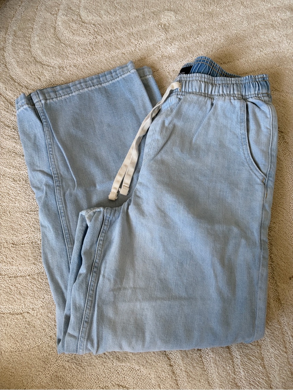 GAP Light Blue Denim-Style Jogger Pants with Drawstring